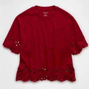 American Eagle Red Eyelet t-shirt